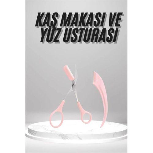 2'li Kaş Bakım Seti Taraklı Kaş Makası Ve Kaş Usturası Kaş Şekillendirici