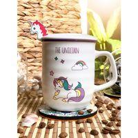 Unicorn Tasarım Kaşıklı Beyaz Kupa Bardak