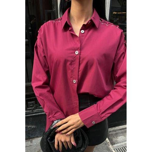 Kuşgözü Ve Biye Detaylı Poplin Gömlek 3419