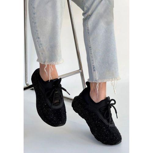 Rimay Siyah Cilt Boncuk İşlemeli Spor Ayakkabı