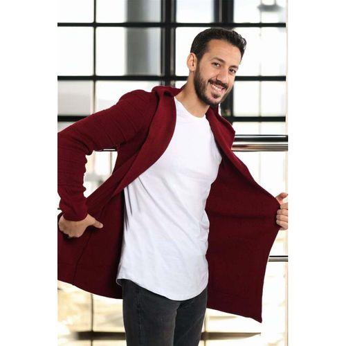 Bordo Erkek Düz Panço Hırka
