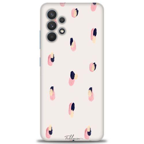 Samsung Galaxy A32 Kılıf HD Baskılı Kılıf - Pembe Lacivert + Tam Ekran Koruyucu