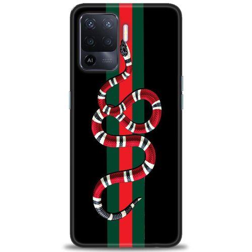 Oppo Reno 5 Lite Kılıf HD Baskılı Kılıf - Kırmızı Yeşil Yılan + Tam Ekran Koruyucu