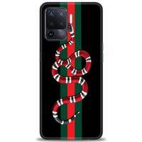 Oppo Reno 5 Lite Kılıf HD Baskılı Kılıf - Kırmızı Yeşil Yılan + Tam Ekran Koruyucu