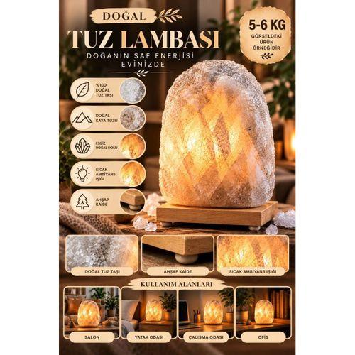 Çankırı 5-6 Kg Gri Doğal Kaya Tuzu Lambası Ahşap Kaideli Dekoratif Lamba