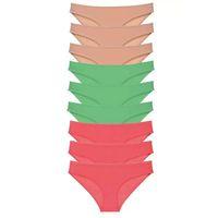 9 Adet Süper Eko Set Likralı Kadın Slip Külot Ten Yeşil Fuşya