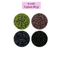 Dökme Cam Kum Boncuk (8/0) 3 mm - 4 Renk - Toplam 80 Gram - BNC422