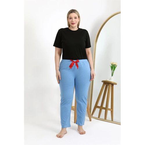 Kadın Pamuklu Büyük Beden Alt Pijama Mavi
