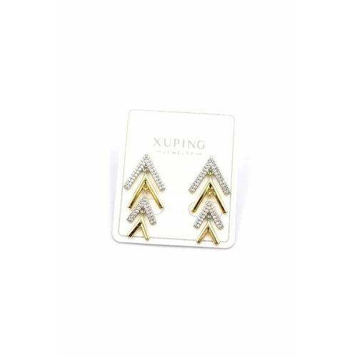 Taşlı Ok Küpe - Altın