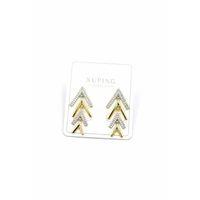 Taşlı Ok Küpe - Altın