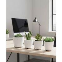 4’lü 3d Beyaz Minimal Dekoratif Vazo Ayaklı Saksı Takımı