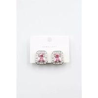 Kare Taşlı Küpe - Pembe