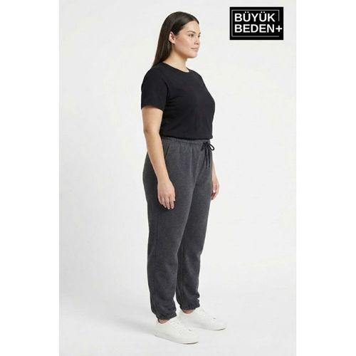 Kadın Büyük Beden N Logolu Paça Lastikli Rahat Kesim Jogger İnce Eşofman Altı SPR26BEAK951-4