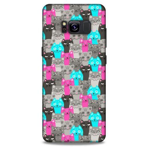 Lopard Samsung Galaxy S8 Uyumlu Kılıf Kediler (7) Telefon Kılıfı Pembe Mavi Gri