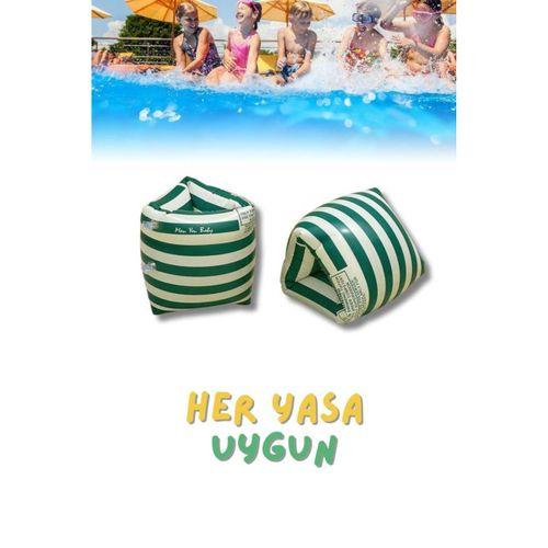 Yeşil Çizgi Desen Her Yaşa Uygun Yürüyen Kolluk, Şişme Deniz Havuz Yüzme Kolluğu, Yüzme Ekipmanları