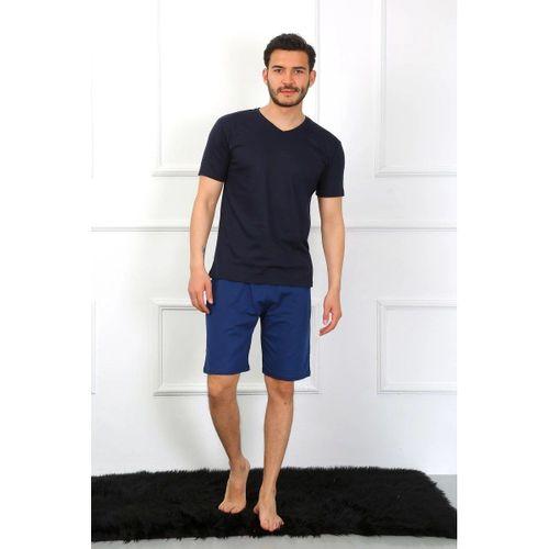 Erkek Penye 3'lü Lacivert V Yaka Pijama Takımı
