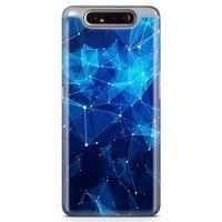 Samsung Galaxy A80 Kılıf Mavi Ağ Güvenliği Arka Kapak Koruma Desenli Full Koruyucu
