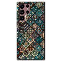 Potkal Hediye Fabrikası Samsung Galaxy S22 Ultra HD Baskılı Kılıf + 9D Tam Ekran Koruyucu - Mat Mandala