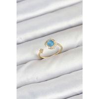 Pirinç Gold Renk Zirkon Taşlı Ay Yıldız Kadın Yüzük