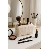 Peluş Yumuşacık Makyaj Çantası - Kozmetik Organizeri Ekru