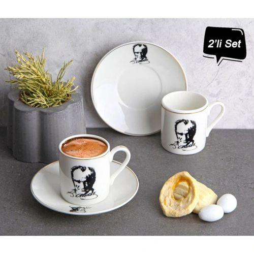 Atatürk Tasarımlı Porselen 2'li Kahve Seti