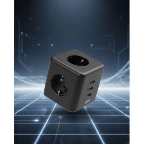 Elektronik Cihazlar İçin Akım Korumalı 3 Prizli Usb’li Küp Priz