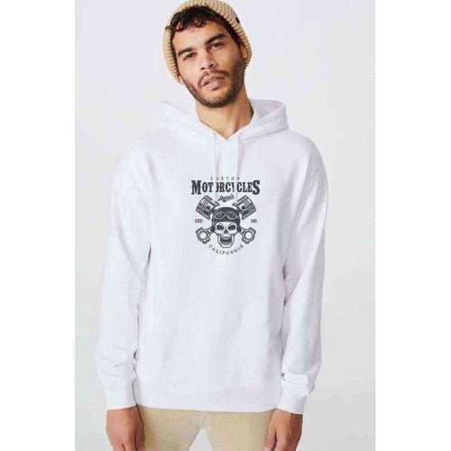 American Moto Costume Repair Baskılı Beyaz Erkek Kapşonlu Sweatshirt
