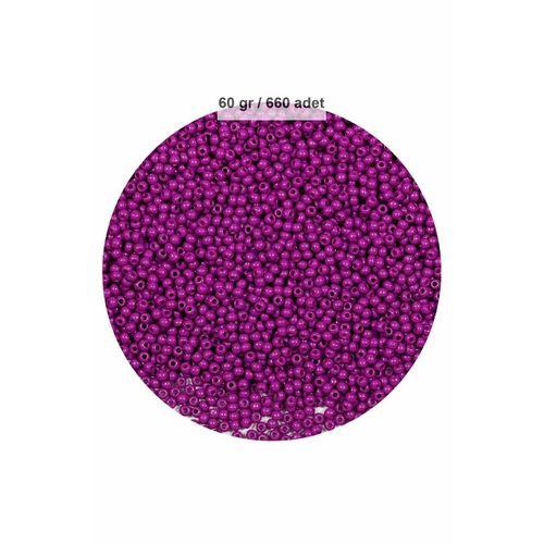 Fuşya Renk 4 mm Yaklaşık 660 adet / 60 gram Cam Boncuk Oya Yazma Bileklik ve Kolye