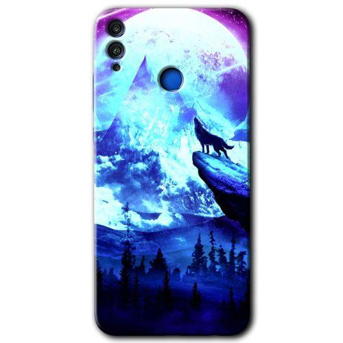 Honor 8x Kılıf HD Desen Baskılı Arka Kapak - Mega Kurt + Kırılmaz Cam