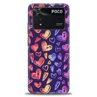 Xiaomi Poco M4 Pro 4G Kılıf HD Baskılı Kılıf - Renkli Kalpler + Tam Ekran Koruyucu