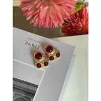 Taşlı Küpe - Bordo