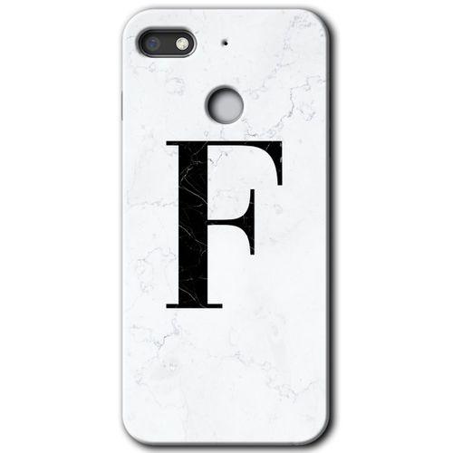 Potkal Hediye Fabrikası General Mobile GM 8 Go Kılıf HD Desen Baskılı Arka Kapak - Beyaz Mermer Desenli F Harfi