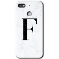 Potkal Hediye Fabrikası General Mobile GM 8 Go Kılıf HD Desen Baskılı Arka Kapak - Beyaz Mermer Desenli F Harfi