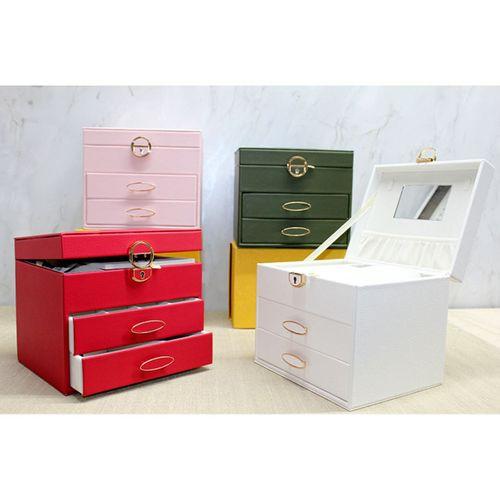 Deri Kaplamalı Makyaj Ve Takı Kutusu