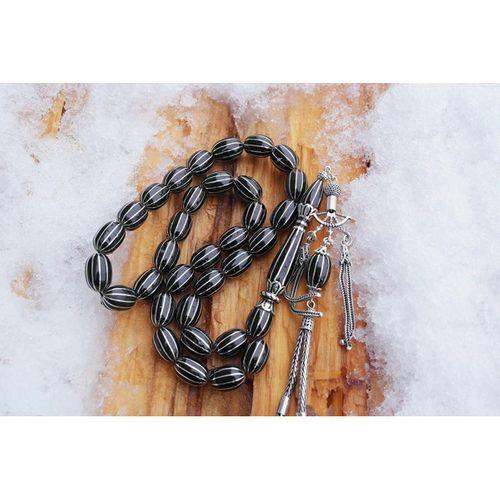 Oltu Taşı Beyzi Model On İkili Karpuz Nakkaş İmame İşlemeli Tespih