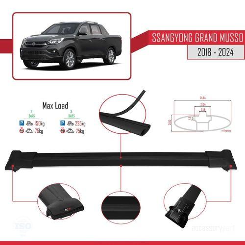 Ssangyong Grand Musso 2018 ve Sonrası ile Uyumlu FLY Model Ara Atkı Tavan Barı SİYAH