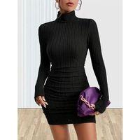 Pilelistore Kadın Uzun Kollu Balıkçı Yaka Kısa şardonlu Kaşkorse Elbise