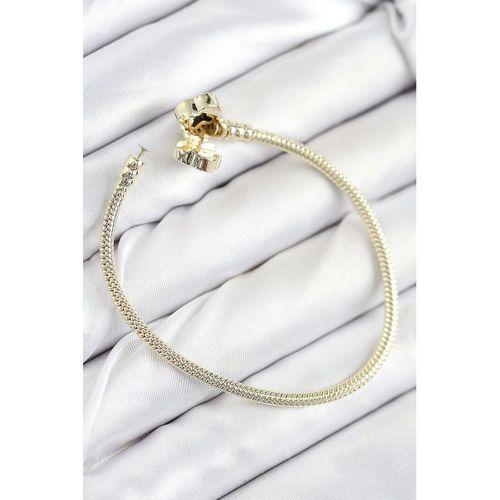 Pirinç Charm Zirkon Taşlı Yonca Model Gold Renk Kadın Bileklik