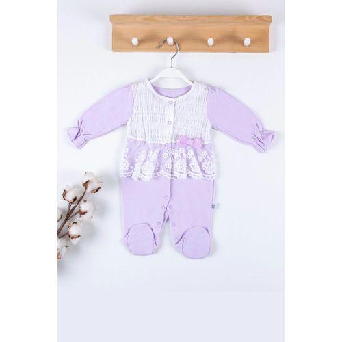 Gofralı Fransız Güpürlü % 100 Pamuk Kız Bebek Tulumu