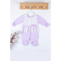 Gofralı Fransız Güpürlü % 100 Pamuk Kız Bebek Tulumu