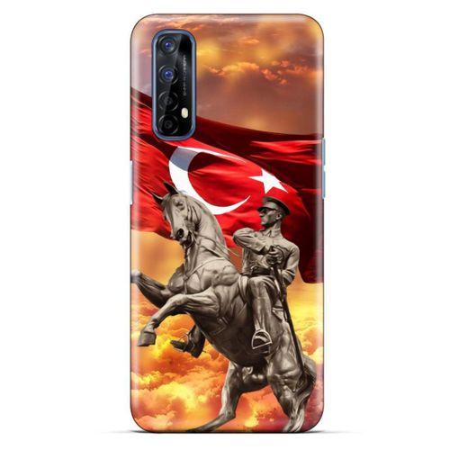Oppo Realme 7 Kılıf Atatürk (47) Crystal Flex Kılıf Kızıl Bulut