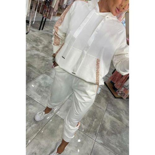 Kadın Uzun Kollu Kapşonlu Pulpayet Detay Viskon Iki Iplik Bluz Ve Pantolon Ikili Takım