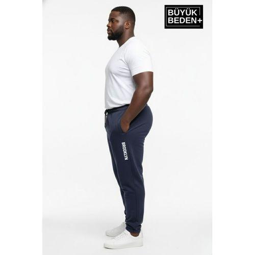 Erkek Büyük Beden BROOKLYN Baskılı Paça Lastikli Rahat Kesim Jogger İnce Eşofman Altı SPR26BEA951-2