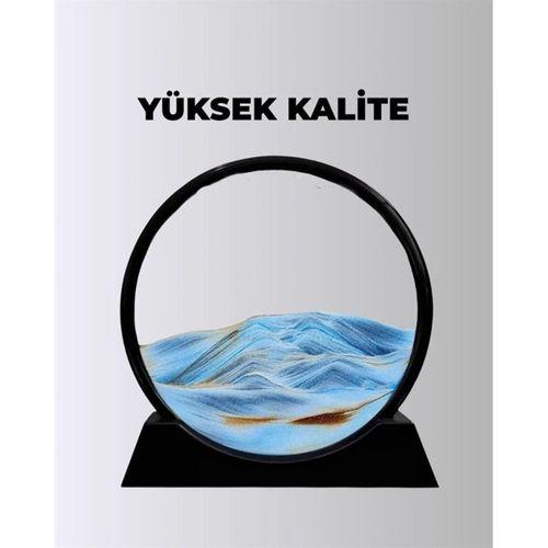Rahatlatıcı Kum Sanatı – Yuvarlak Cam Çerçeveli Hareketli Kum Resmi, Ofis Ve Ev İçin Etkileşimli Masaüstü Süs