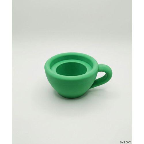 Yeşil Mini Dekoratif Fincan Şeklinde Saksı – 6 Cm Masaüstü & Ofis Dekoru