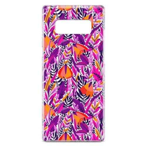 Samsung Galaxy Note 8 Kılıf Pembe Turuncu Yaz Otları Arka Kapak Koruma Desenli Full Koruyucu