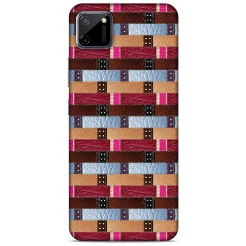 Oppo Realme C11 Kılıf Patchwork (45) Liquid Air Kılıf Bordo Gri