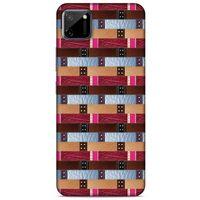 Oppo Realme C11 Kılıf Patchwork (45) Liquid Air Kılıf Bordo Gri