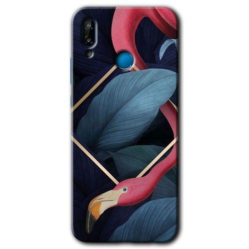 Huawei P20 Lite Kılıf HD Desen Baskılı Arka Kapak - Flamingo Yaprak