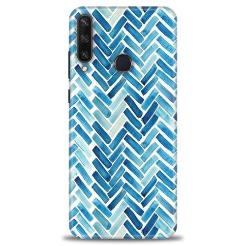 Huawei Y6P Kılıf HD Baskılı Kılıf - Mavi Çizgiler + Tam Ekran Koruyucu